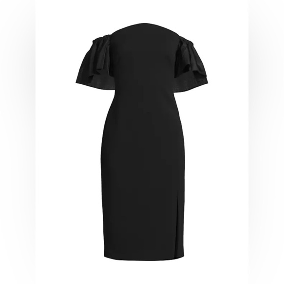Aidan Mattox Off-The-Shoulder Sheath Midi-Dress - Picture 1 of 10